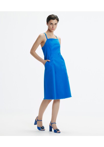 Askılı Kare Yaka Diz Altı Elbise fiyatları