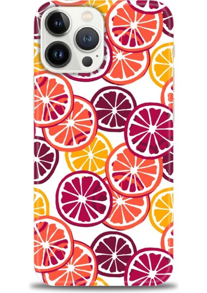 iPhone 15 Pro Kılıf Hd Baskılı - Bordo Limon Dilimleri