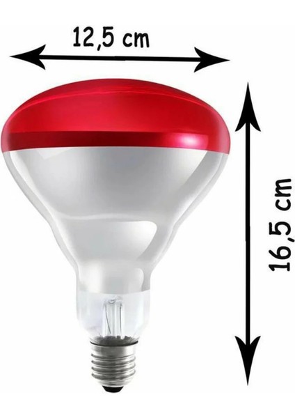 (3 adet) Ledvance 250W Kızılötesi (Infrared) Isıtıcılı Hayvan Isıtma ve Fizik Tedavi Lambası (Kırmızı Işık) E27 (Kalın Duy)