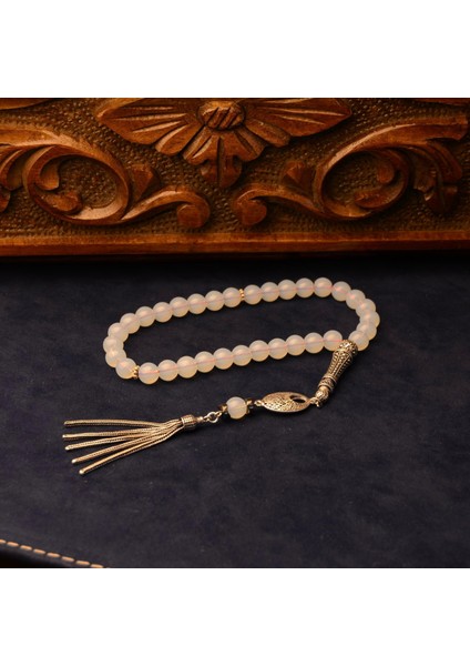 Gümüş Imame Gümüş Püskül Küre Kesim 8.x8 mm Doğal Termal Kuvars Taşı Tesbih