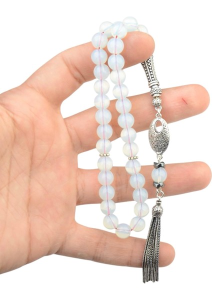 Gümüş Imame Gümüş Püskül Küre Kesim 8.x8 mm Doğal Termal Kuvars Taşı Tesbih modelleri