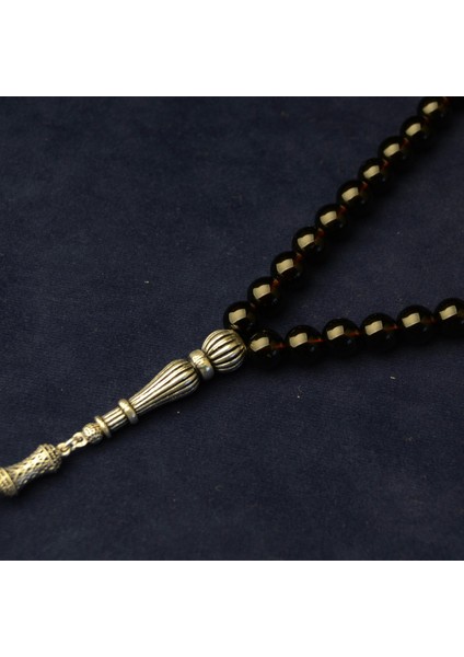 Gümüş Imame Gümüş Püskül Küre Kesim 8.5.x8.5 mm Doğal Dumanlı Kuvars Taşı Tesbih fiyatları