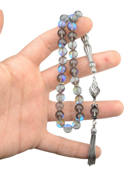 Gümüş Imame Gümüş Püskül Küre Kesim 8.x8 mm Doğal Termal Kuvars Taşı Tesbih modelleri