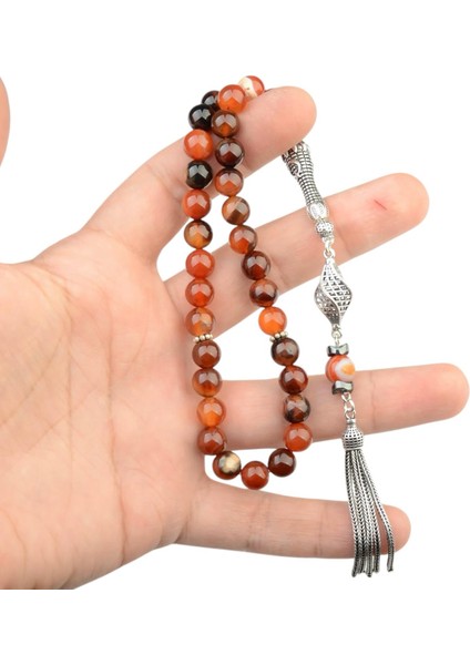 Gümüş Imame Gümüş Püskül Küre Kesim 8x8 mm Doğal Jasper Taşı Tesbih modelleri