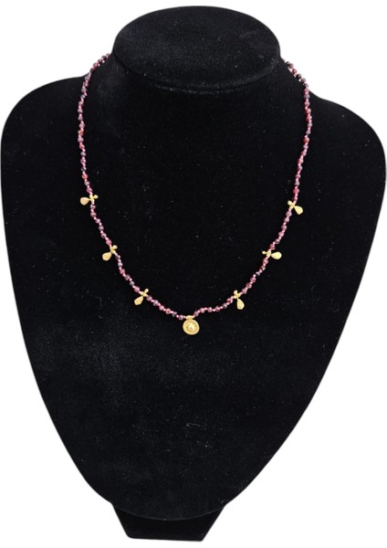 El Yapımı Garnet (Lal Taşı) Kolye - 925 Ayar Gümüş Altın Kaplama Charm'lar fırsatları