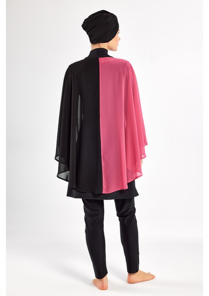 3'lü Pareolu Likralı Tam Kapalı Tesettür Mayo Elfie 1127 Siyah modelleri