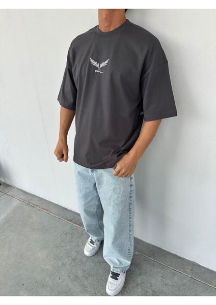 Aurelius Füme Baskılı Oversize T-Shirt