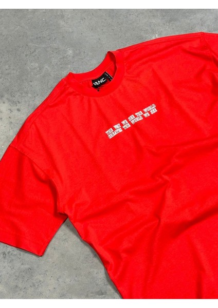 See The World Kırmızı Oversize T-Shirt