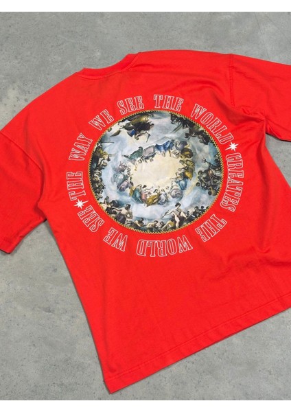 See The World Kırmızı Oversize T-Shirt