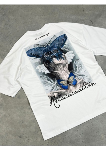 Aurelius Beyaz Baskılı Oversize T-Shirt