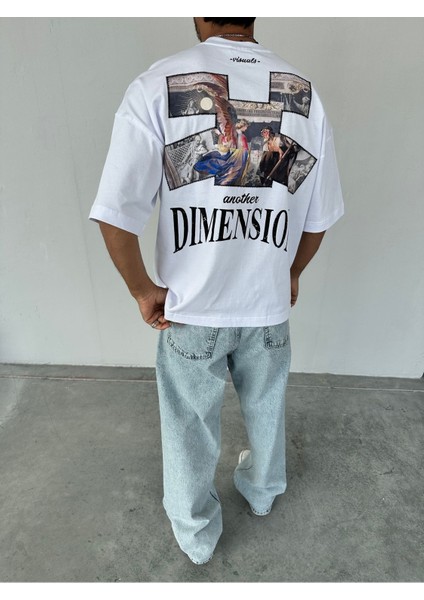 Dimension Baskılı Beyaz Oversize T-Shirt fiyatları