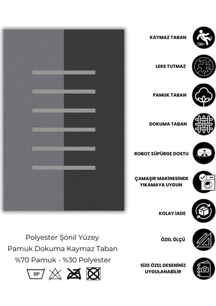 Çizgili Desenli Halı Geometrik Desenli Diital Baskılı Yıkanabilir Mutfak Halısı