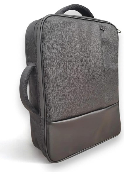 15.6" Inç Laptop Sırt Çantası Deri Detay USB Aparatlı Su Geçirmez Laptop Sırt Çantası