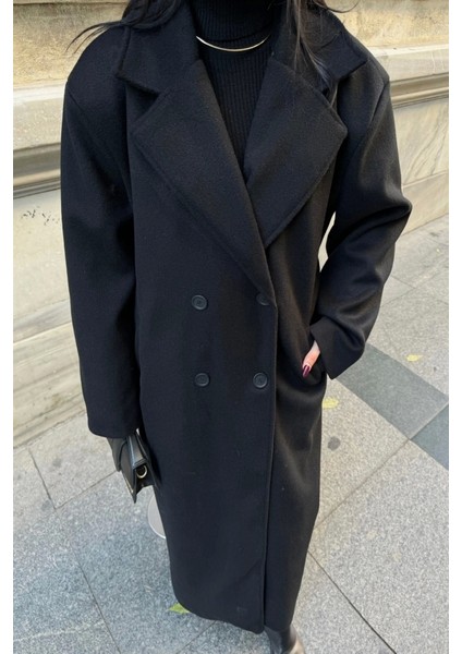 Kaşe Kaban Maxi Siyah
