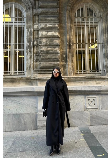 Kaşe Kaban Maxi Siyah
