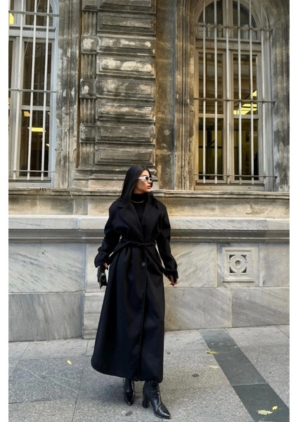 Kaşe Kaban Maxi Siyah