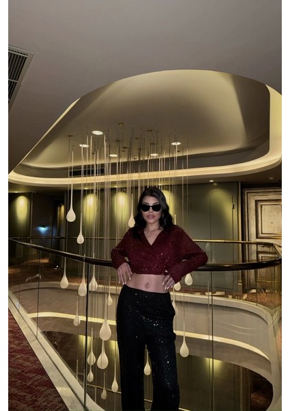 Puu Crop Kruvaze Buz Bordo
