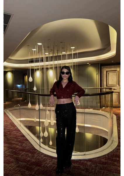 Puu Crop Kruvaze Buz Bordo