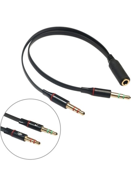 Derwell 3.5 mm Aux Kulaklık Mikrofon Dönüştürücü Birleştirici Kablo Çevirici Aparat fırsatları