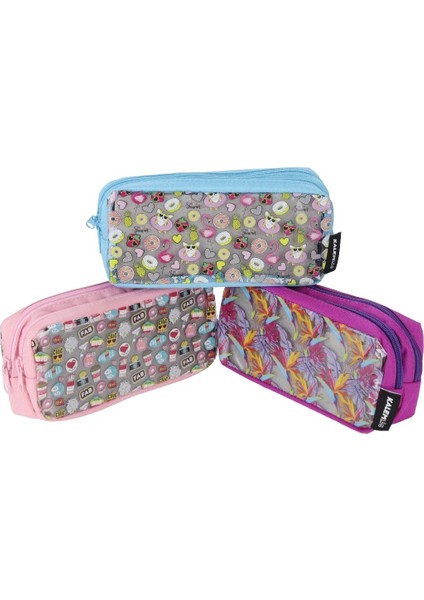 KL24-09 Akvaryum Desenli Çift Bölmeli Kalem Çantası