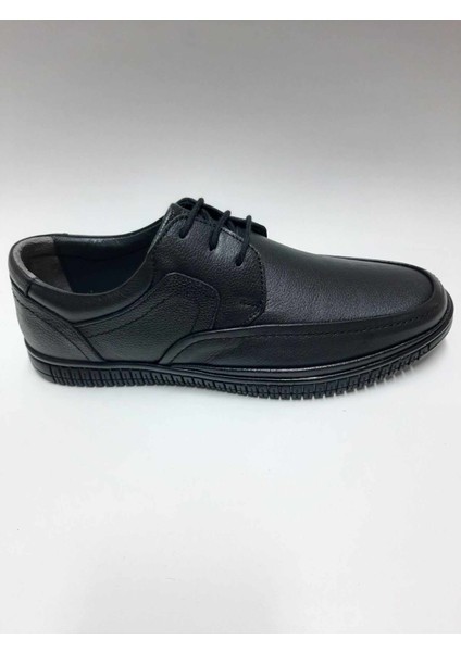 Deri Siyah Bağcıklı Yazlık Günlük Rahat Esnek Kauçuk Tabanlı Erkek Ayakkabı C-9004bglı3hsa