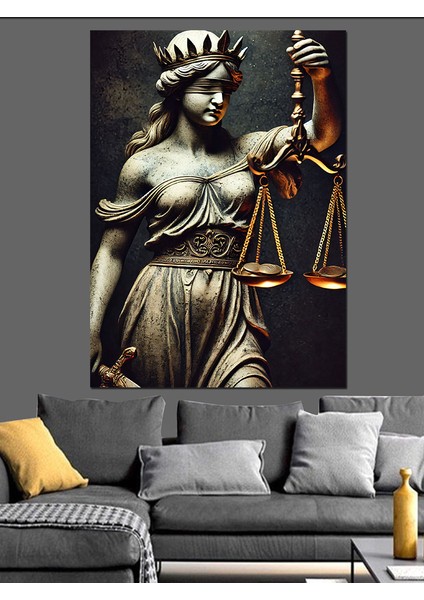 Adalet Tanrıçası Heykeli Dekoratif Kanvas - Mdf Ahşap Tablo fiyatları