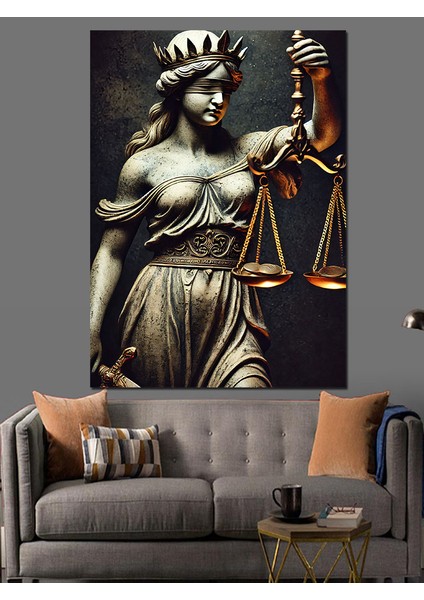 Adalet Tanrıçası Heykeli Dekoratif Kanvas - Mdf Ahşap Tablo modelleri