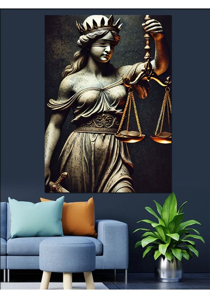 Adalet Tanrıçası Heykeli Dekoratif Kanvas - Mdf Ahşap Tablo fırsatları