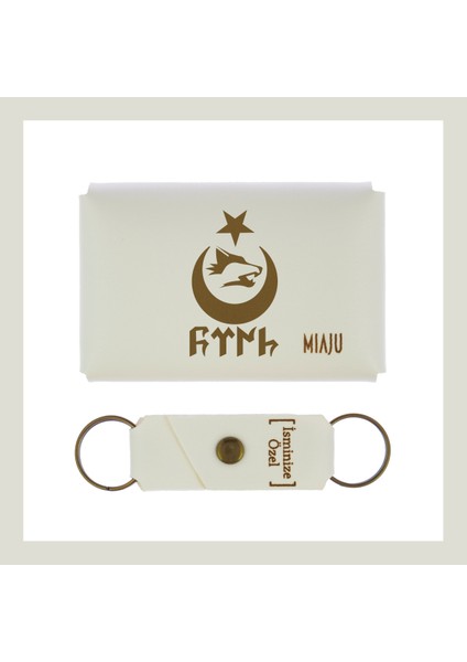 Beyaz Renk, Bozkurt Ay Yıldız Armalı, Isme Özel Cüzdan ve Anahtarlık, Değer Verdiğine Efsane Hediye