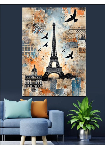 Eiffel Kulesi ve Paris Teması Dekoratif Kanvas - Mdf Ahşap Tablo