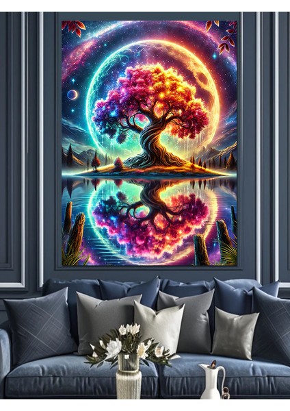 Büyülü Renkli Ağaç Dekoratif Kanvas - Mdf Ahşap Tablo fiyatları