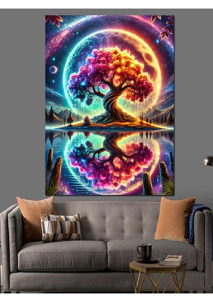 Büyülü Renkli Ağaç Dekoratif Kanvas - Mdf Ahşap Tablo fırsatları