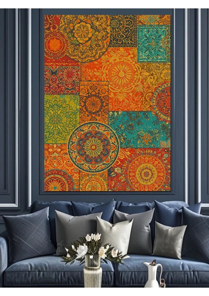 Paisley Desenli Renkli Tasarım Dekoratif Kanvas - Mdf Ahşap Tablo fiyatları