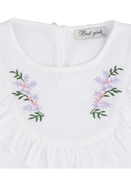 Çiçek Nakışlı Keten Bluz fiyatları