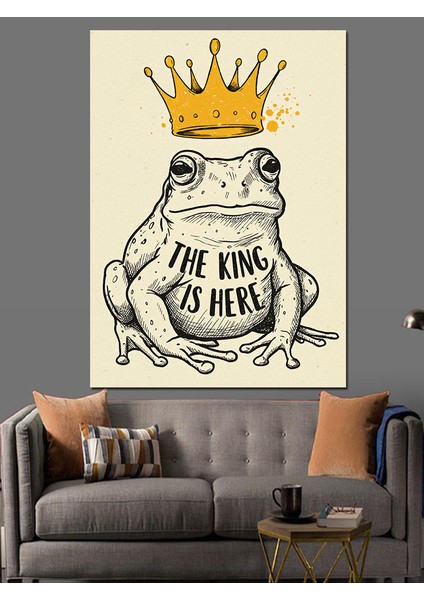Taçlı Kurbağa: "the King Is Here" Dekoratif Kanvas - Mdf Ahşap Tablo fiyatları