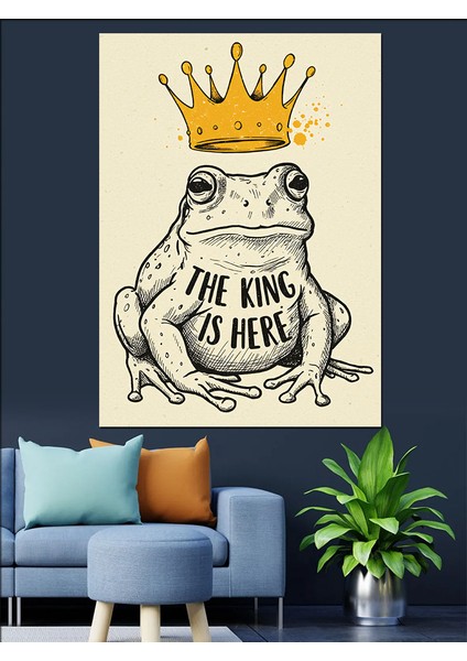 Taçlı Kurbağa: "the King Is Here" Dekoratif Kanvas - Mdf Ahşap Tablo modelleri