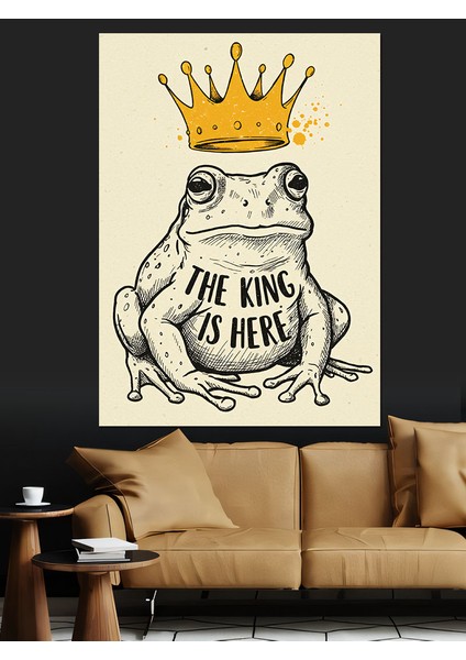 Taçlı Kurbağa: "the King Is Here" Dekoratif Kanvas - Mdf Ahşap Tablo fırsatları