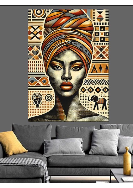 Afrikalı Kadın ve Desenler Dekoratif Kanvas - Mdf Ahşap Tablo modelleri
