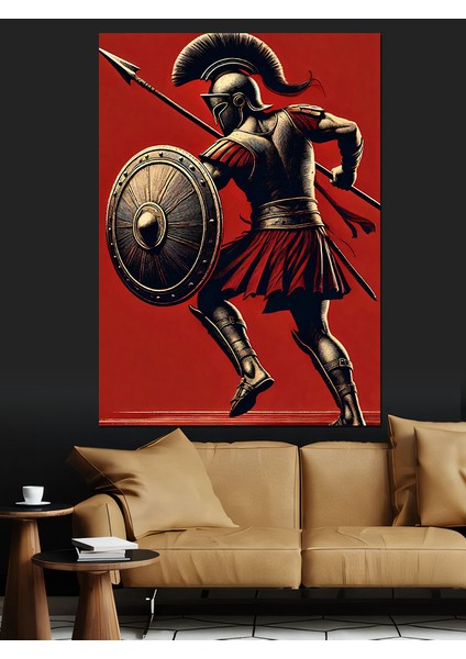 Kalkanlı ve Mızraklı Savaşçı Dekoratif Kanvas - Mdf Ahşap Tablo fiyatları