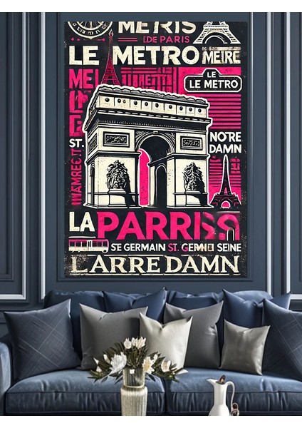 Paris Metro ve Grafik Poster Dekoratif Kanvas - Mdf Ahşap Tablo