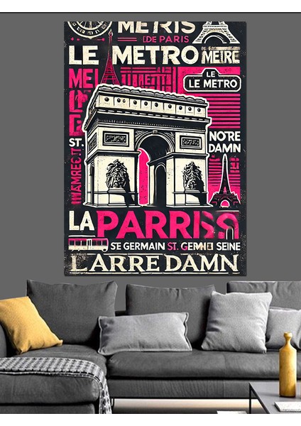 Paris Metro ve Grafik Poster Dekoratif Kanvas - Mdf Ahşap Tablo