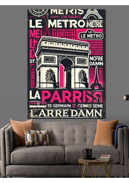 Paris Metro ve Grafik Poster Dekoratif Kanvas - Mdf Ahşap Tablo