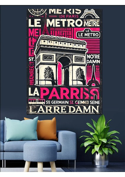Paris Metro ve Grafik Poster Dekoratif Kanvas - Mdf Ahşap Tablo