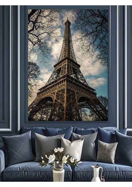 Eiffel Kulesi ve Gökyüzü Dekoratif Kanvas - Mdf Ahşap Tablo modelleri