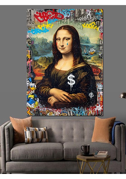 Dolar Mona Lisa Dekoratif Kanvas - Mdf Ahşap Tablo