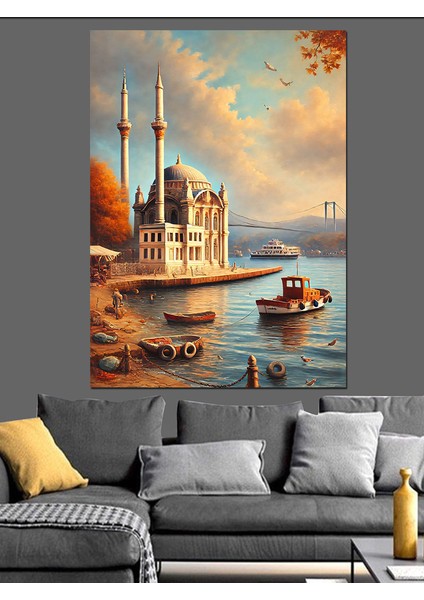 Camii ve Deniz Kıyısı Dekoratif Kanvas - Mdf Ahşap Tablo fiyatları