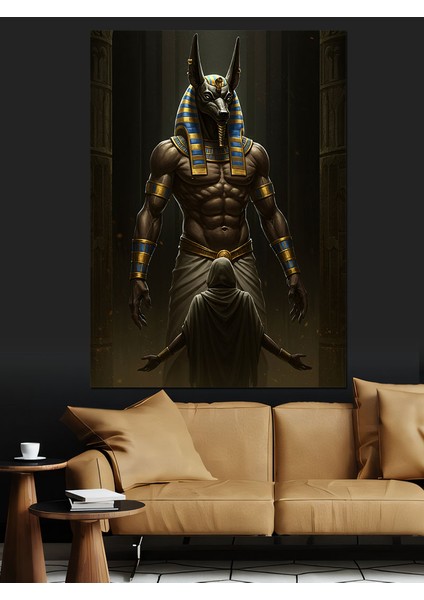 Anubis Tanrısı Dekoratif Kanvas - Mdf Ahşap Tablo