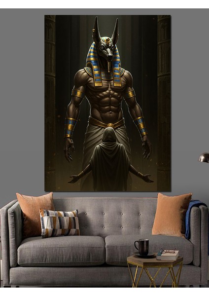 Anubis Tanrısı Dekoratif Kanvas - Mdf Ahşap Tablo fırsatları