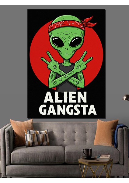 Alien Gangsta Tasarımı Dekoratif Kanvas - Mdf Ahşap Tablo
