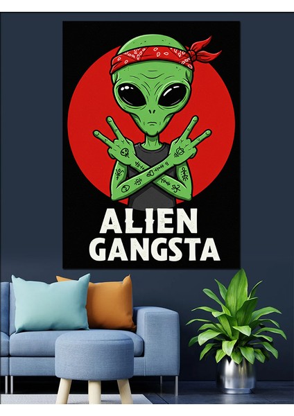 Alien Gangsta Tasarımı Dekoratif Kanvas - Mdf Ahşap Tablo